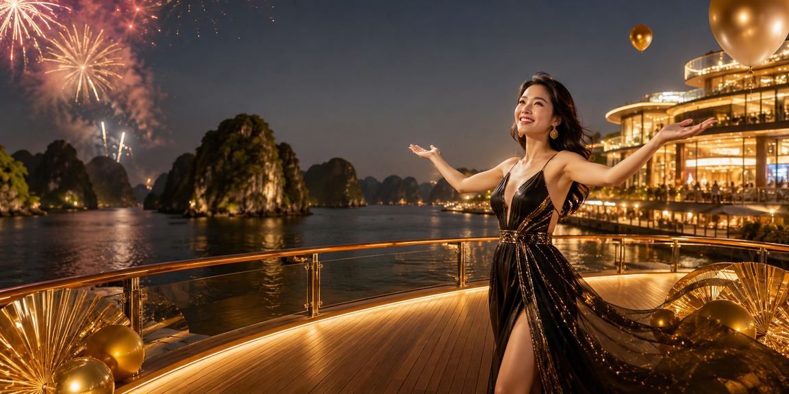 Khung cảnh lễ hội và bãi biển Hạ Long tượng trưng nền tảng giải trí 1215